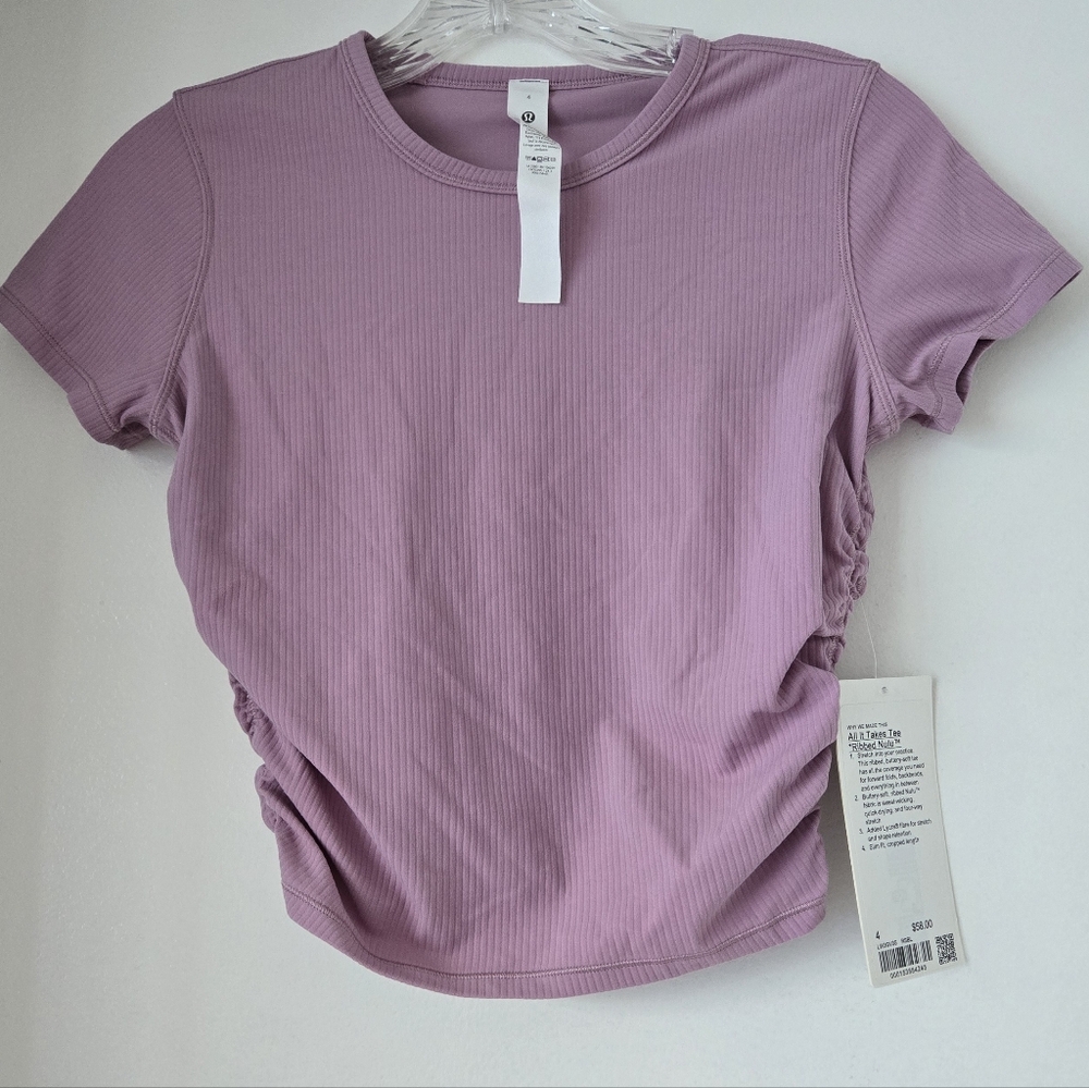 Lululemon all it takes ribbed tee rose blush